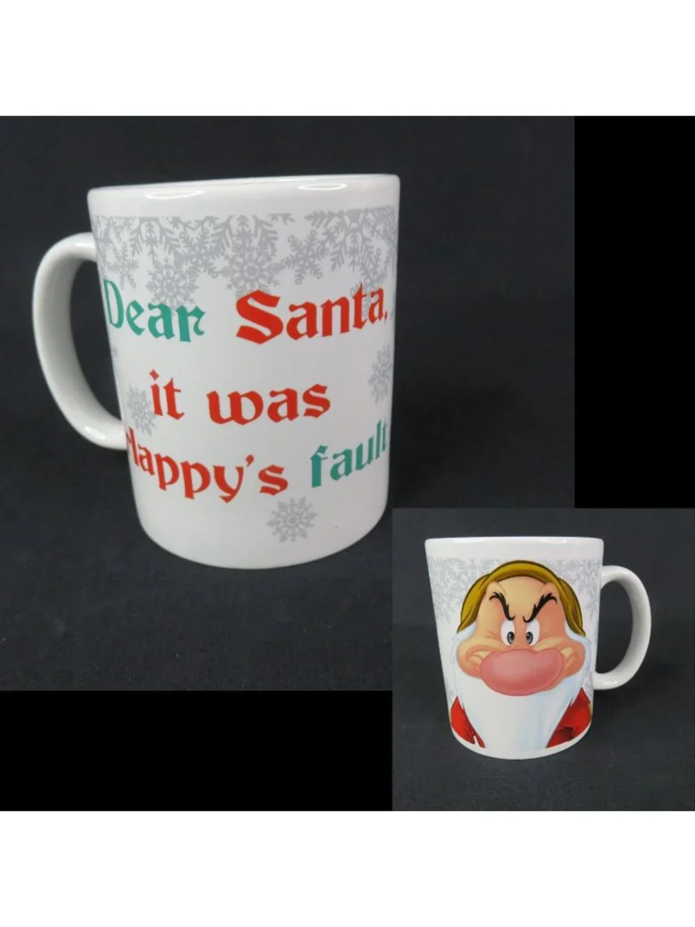 Disney Grumpy Christmas Coffee Mug Cup Dear Santa Happys Fault